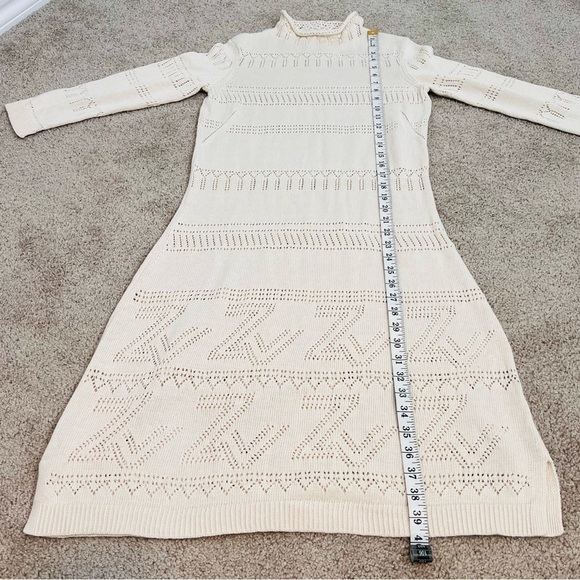 Zadig & Voltaire Cream Cecily Monogrammed ZV Belted Knit Dress. Size Small. - Picture 16 of 17